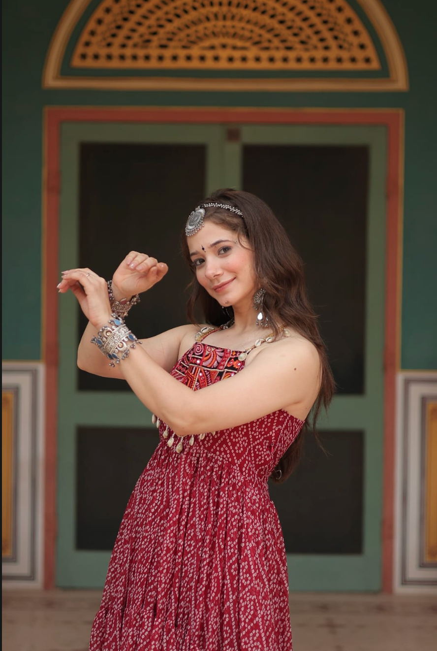 Navratri 2025 Exclusive – Traditional Kutchi Bandhani Gown | Code: K-1119