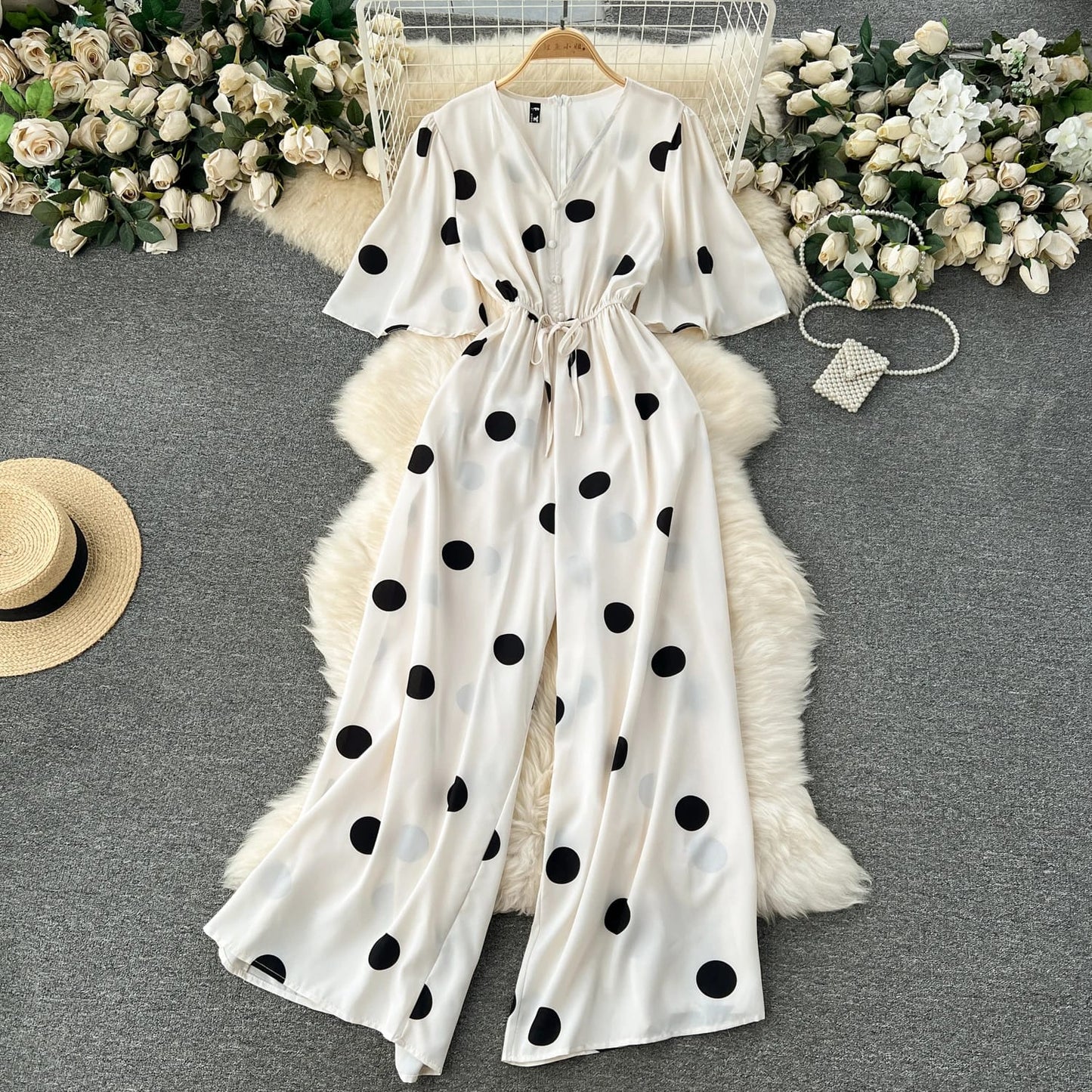 🌟 Luxury Polka Jumpsuit – Bold, Chic & Effortlessly Elegant ❤️