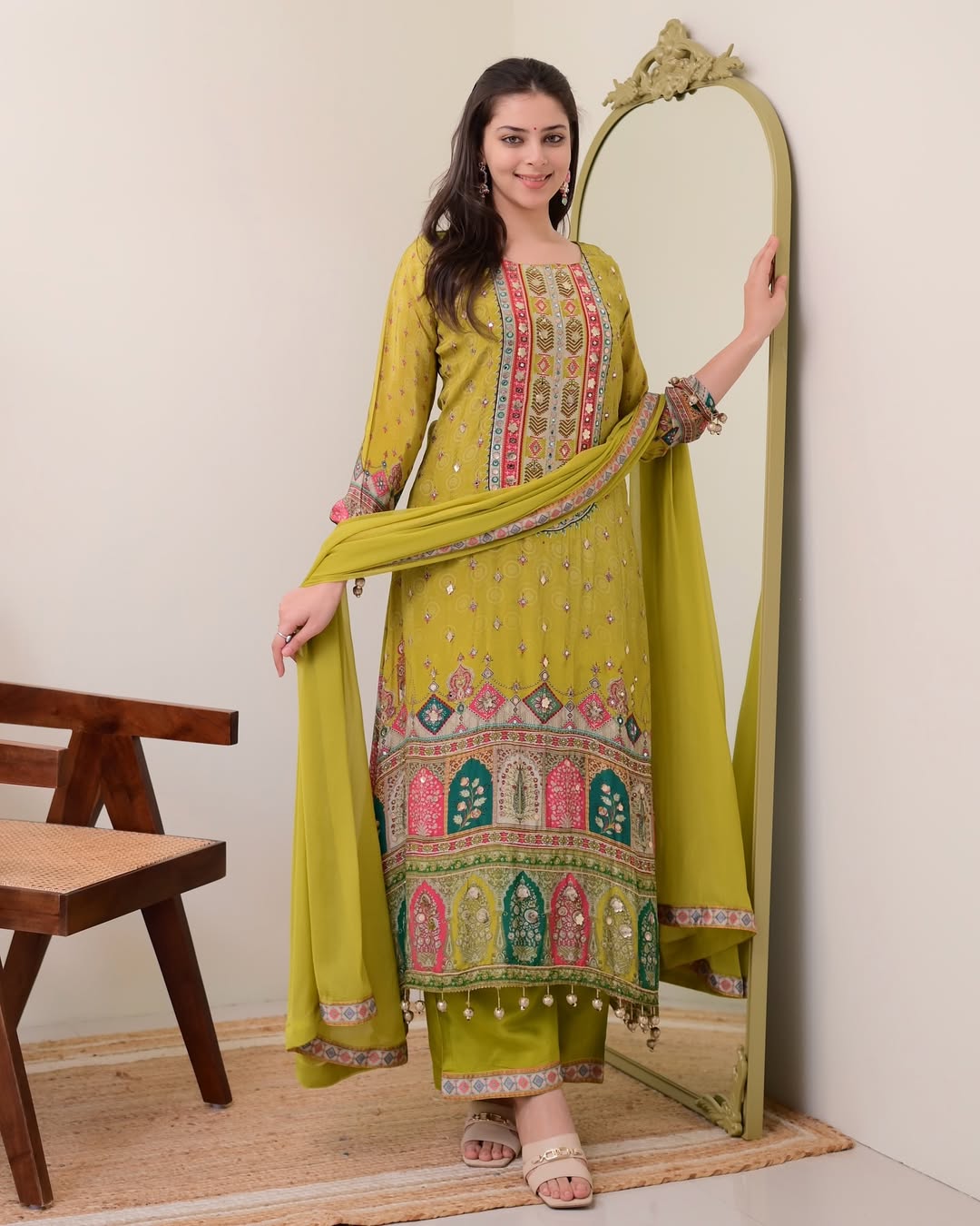 🌿 NEW ARRIVAL – PISTA SHANTI ANARKALI ROUND SET 🌿