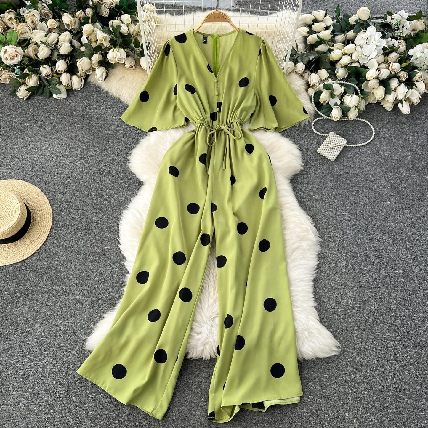 🌟 Luxury Polka Jumpsuit – Bold, Chic & Effortlessly Elegant ❤️