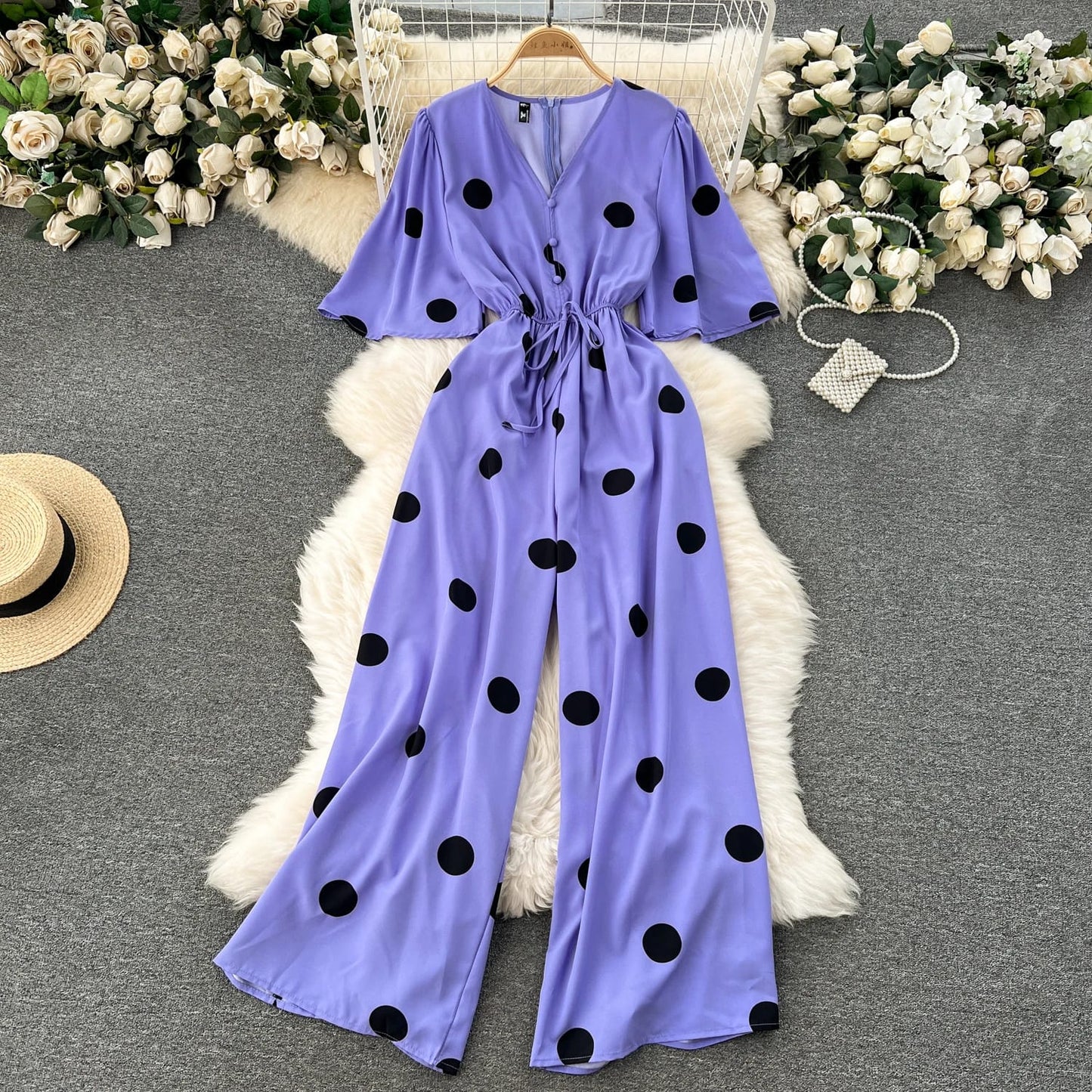 🌟 Luxury Polka Jumpsuit – Bold, Chic & Effortlessly Elegant ❤️