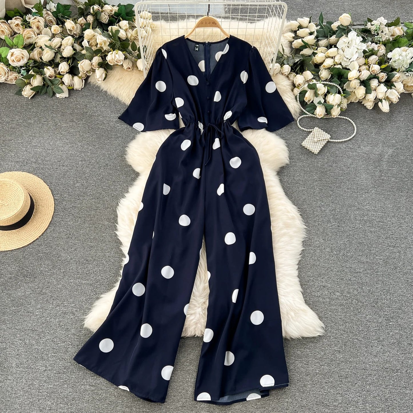 🌟 Luxury Polka Jumpsuit – Bold, Chic & Effortlessly Elegant ❤️