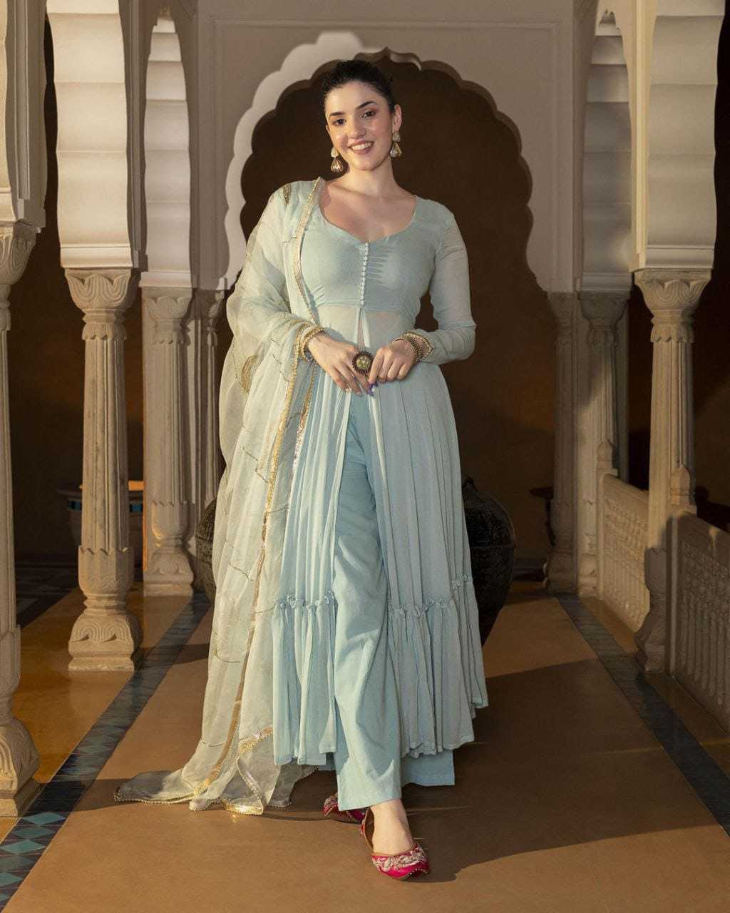 Elegant Georgette Gown Set – KE-63295
